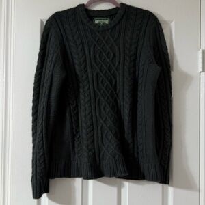 American Eagle Gray Cable Knit Sweater Men’s M Classic‎ Crewneck Pullover Layer